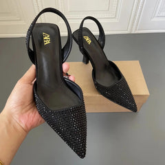 Zara Stone Embellished Kitten Heels